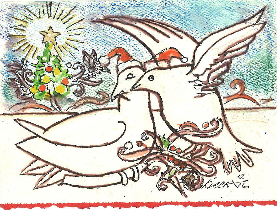 Two Turtle Doves #2 Drawing by Kippax Williams