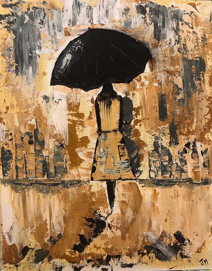 Umbrella Girl #2 Painting by Jim McCullaugh