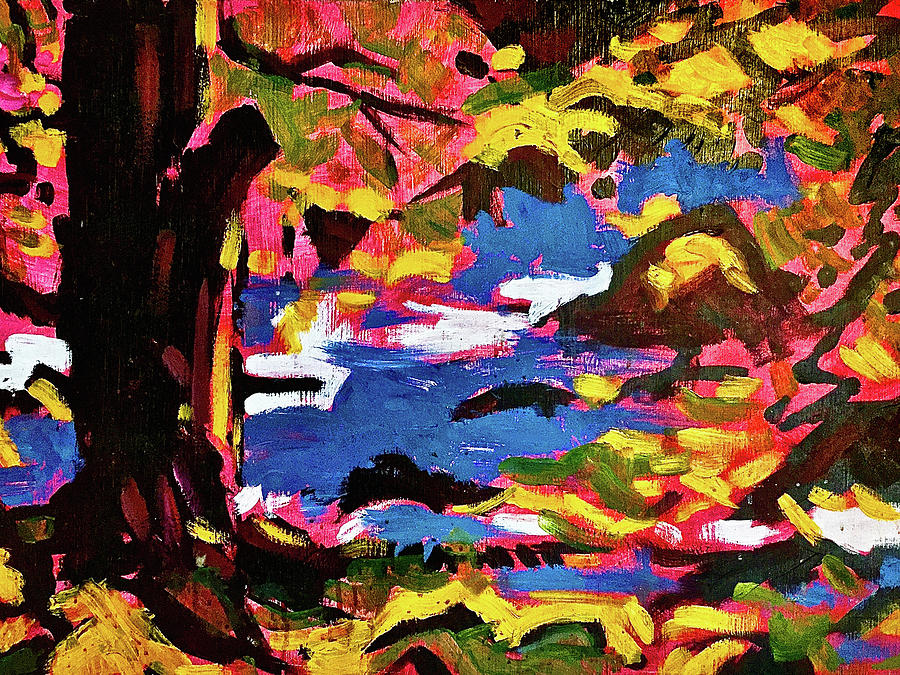 Abstract Painting - Summer River Bank by James Murphy