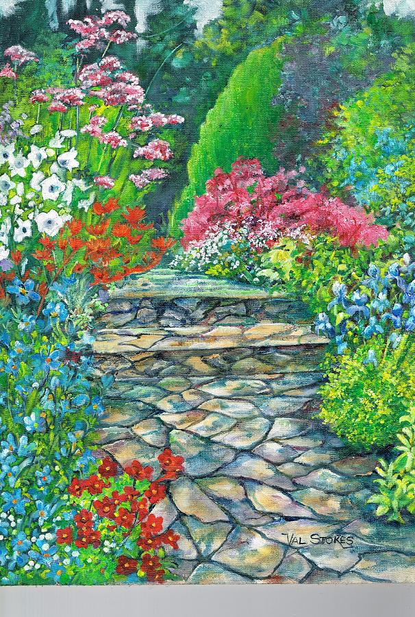 Up the garden path Painting by Val Stokes - Fine Art America