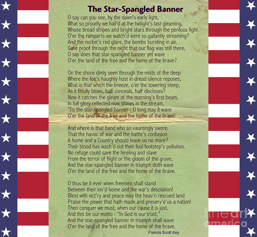 Adam Asar Painting - US National Anthem - The Star-Spangled Banner  #2 by Celestial Images
