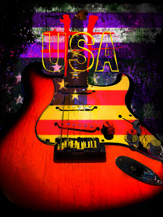 Red USA Flag Guitar  Photograph by Guitarwacky Fine Art