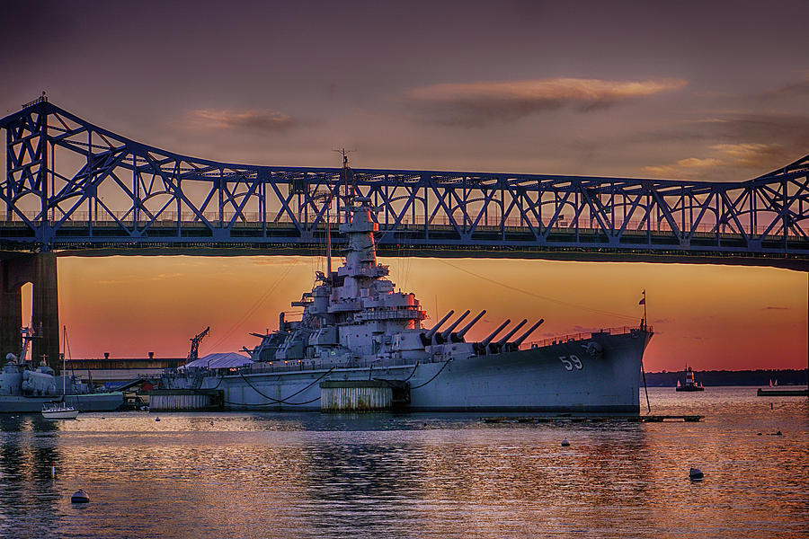 Uss Massachusetts At Sunset Photograph By Raymond J Deuso