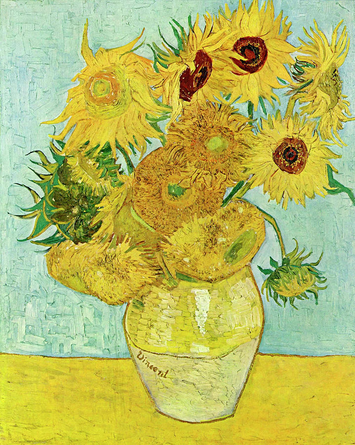 Munich Movie Painting - Van Gogh Vase with Twelve Sunflowers  #2 by Vincent van Gogh