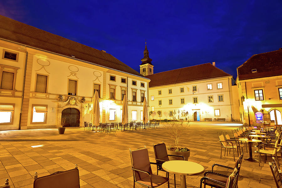Varazdin baroque square evening view #2 Photograph by Brch Photography