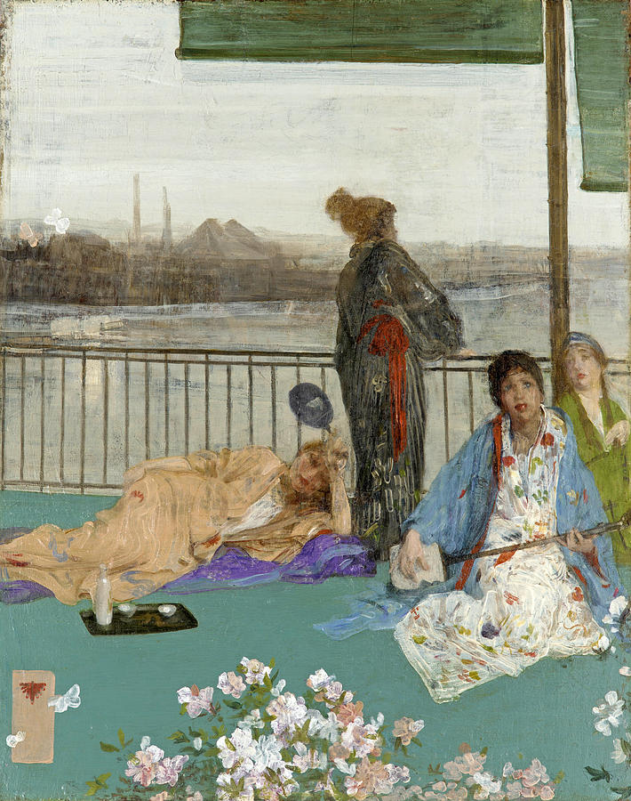 Variations in Flesh Colour and Green. The Balcony #3 Painting by James Abbott McNeill Whistler