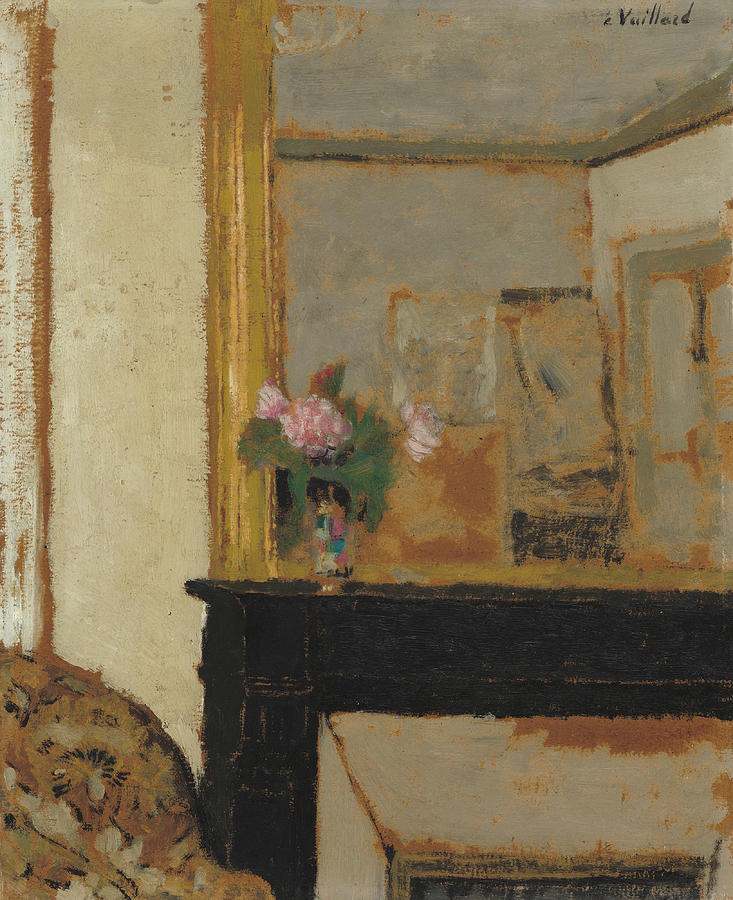 Vase Of Flowers On A Mantelpiece Painting