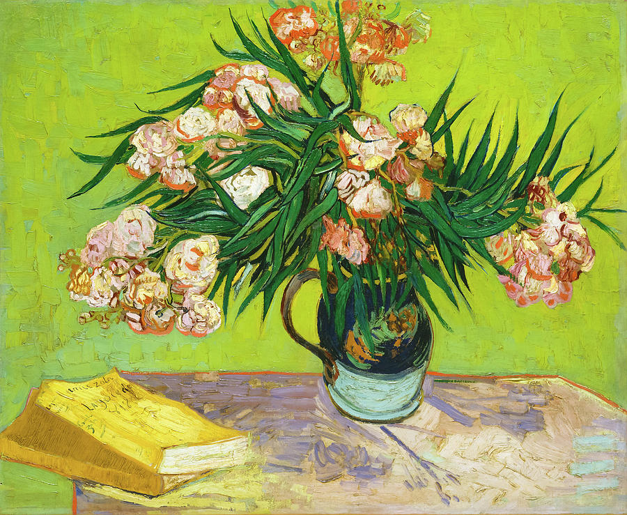 Vincent Van Gogh Painting - Vase with Oleanders and Books #2 by Vincent Van Gogh