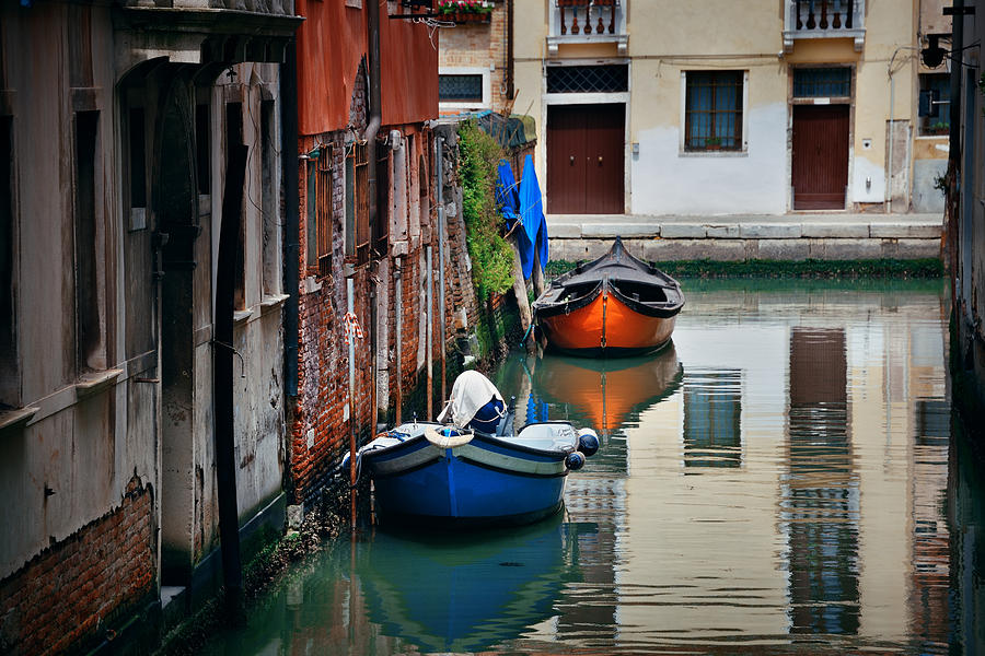 Venice boat alley #2 Photograph by Songquan Deng