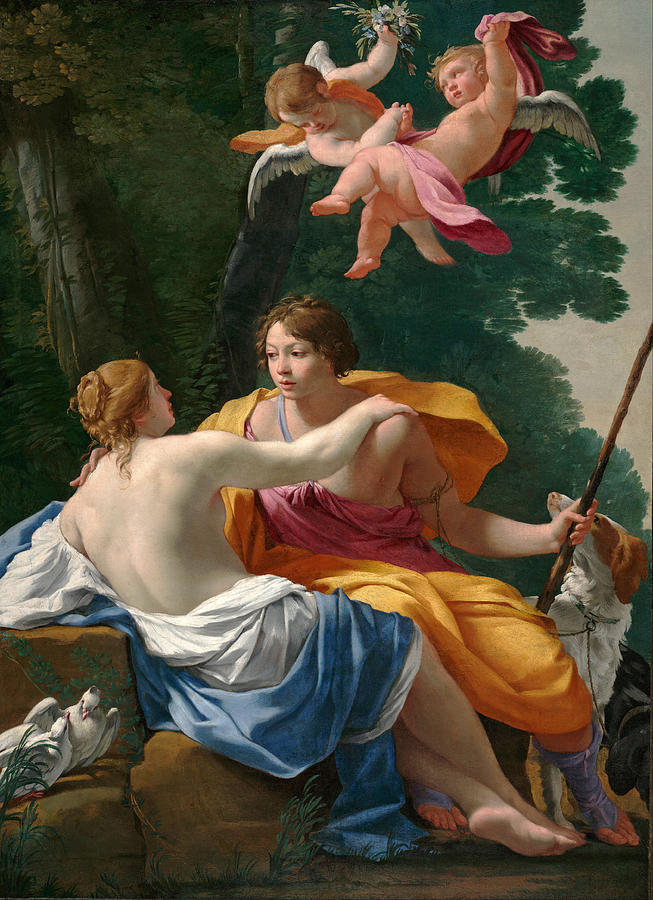 Venus and Adonis #2 Painting by Simon Vouet