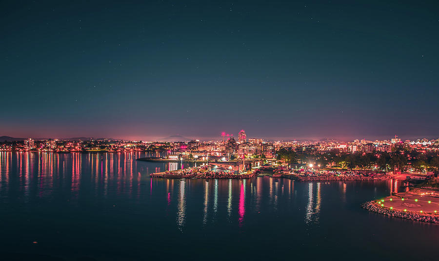 Victoria British Columbia City Lights View From Cruise Ship #2 Photograph by Alex Grichenko