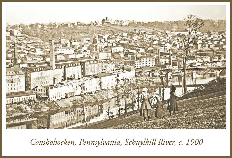 View of Conshohocken, Pennsylvania, c. 1900, Vintage Photograph #1 Photograph by A Macarthur Gurmankin