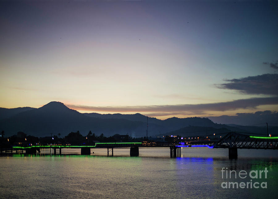 View Of Old Bridge In Kampot Town Cambodia At Sunset #2 Photograph by JM Travel Photography