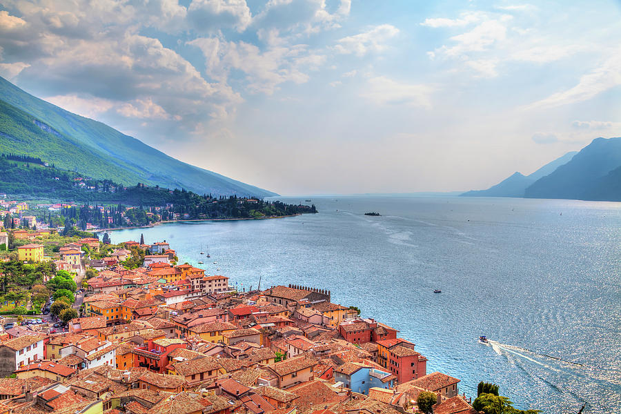 view over the red roofs of Malcesine at the east bank of the Lake Garda #2 Photograph by Gina Koch