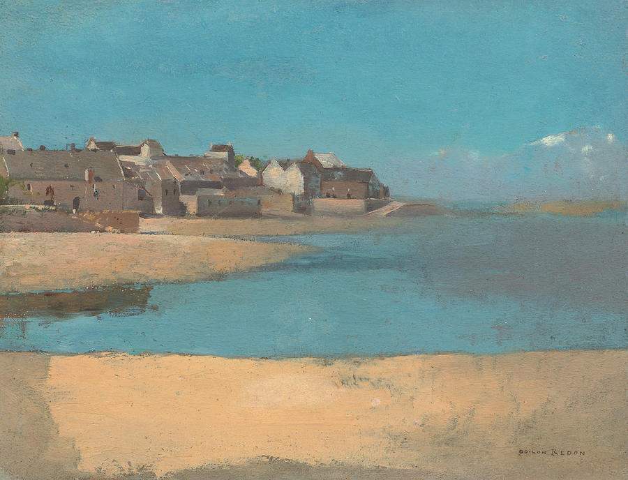 Village By The Sea In Brittany #2 Painting by Odilon Redon