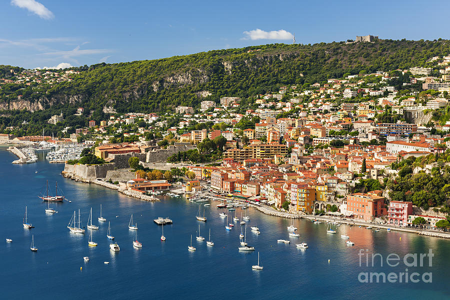 Boat Photograph - Villefranche-sur-Mer view on French Riviera 3 by Elena Elisseeva