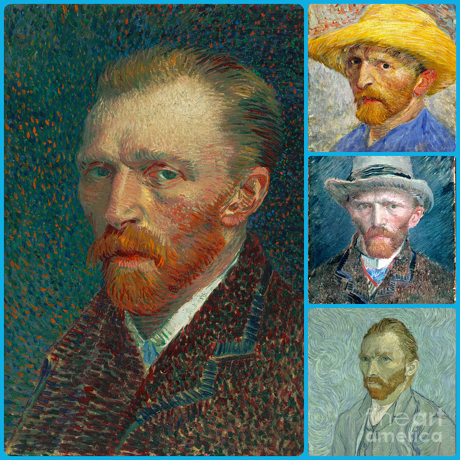 Collage Painting - Vincent van gogh self portrait Collage #1 by Celestial Images