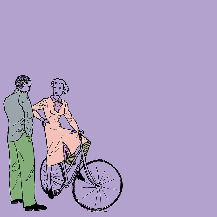 Vintage Drawing - Vintage Bike Couple #2 by Karl Addison