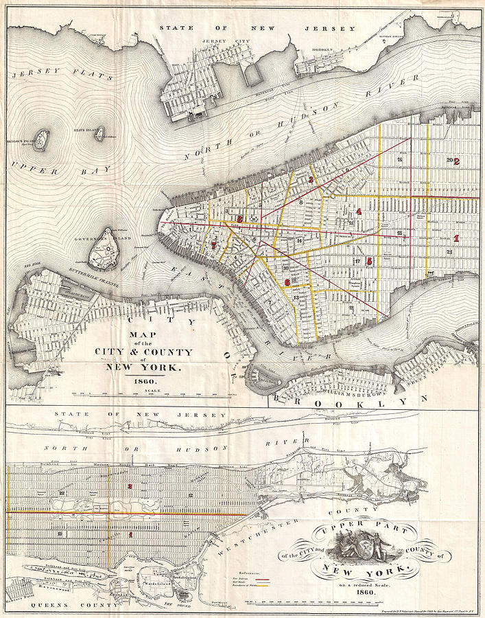 Vintage Map of New York City Drawing by CartographyAssociates