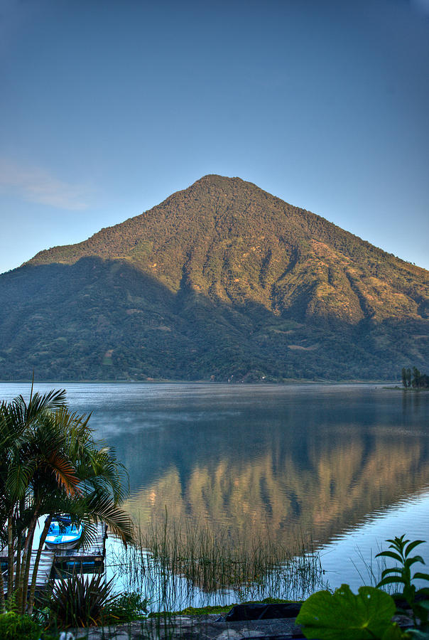 Volcano and Reflection Lake Atitlan Guatemala #2 Photograph by Douglas Barnett