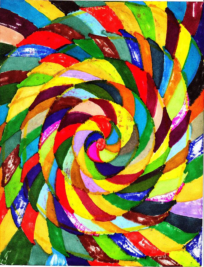 Abstract Circles Drawing - Vortex Of Color #2 by Brenda Adams