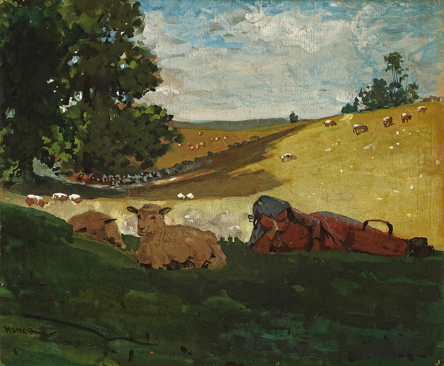 Warm Afternoon. Shepherdess Drawing by Winslow Homer
