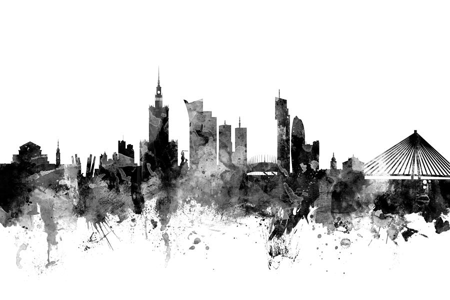 Warsaw Poland Skyline #2 Digital Art by Michael Tompsett