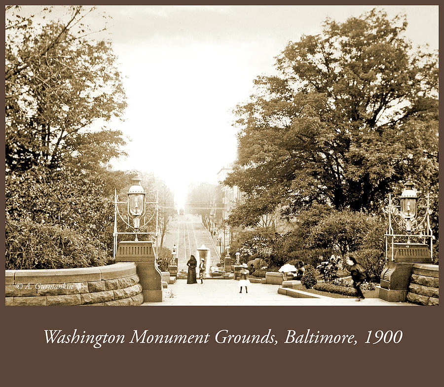 Washington Monument Grounds Baltimore, 1900 Vintage Photograph #2 Photograph by A Macarthur Gurmankin