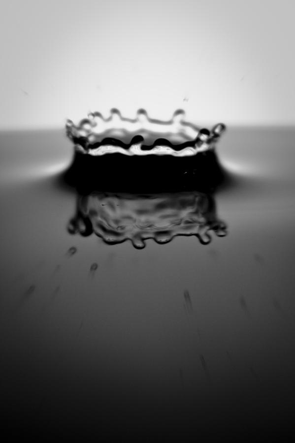 Black And White Photograph - Water Droplet Crown #2 by Dustin K Ryan