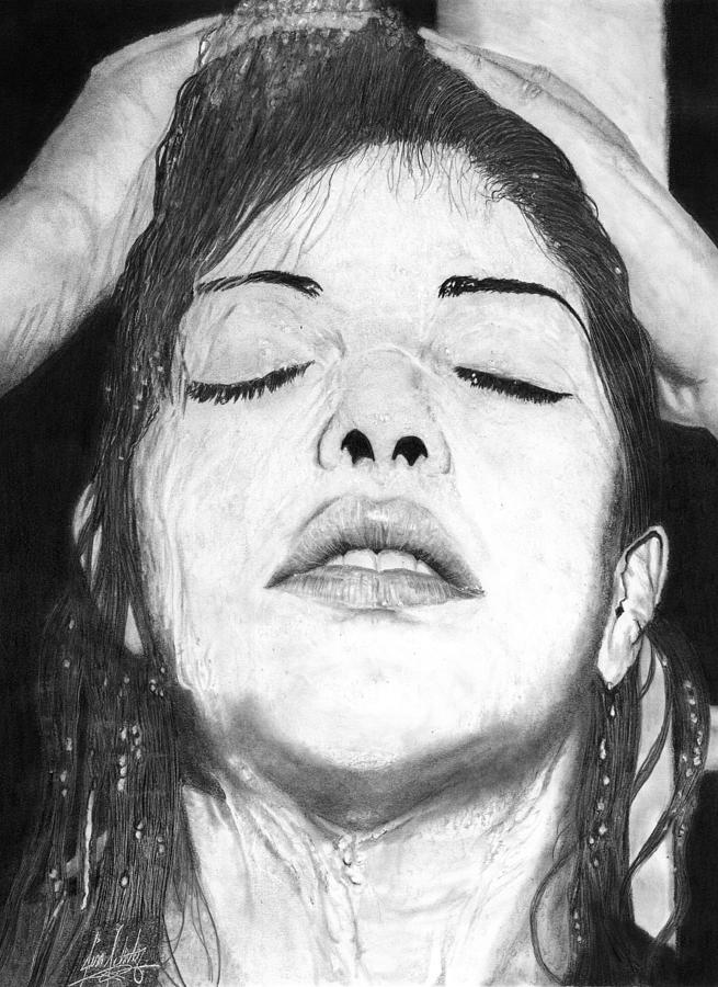 Water Flowing Over Woman Drawing by James Schultz