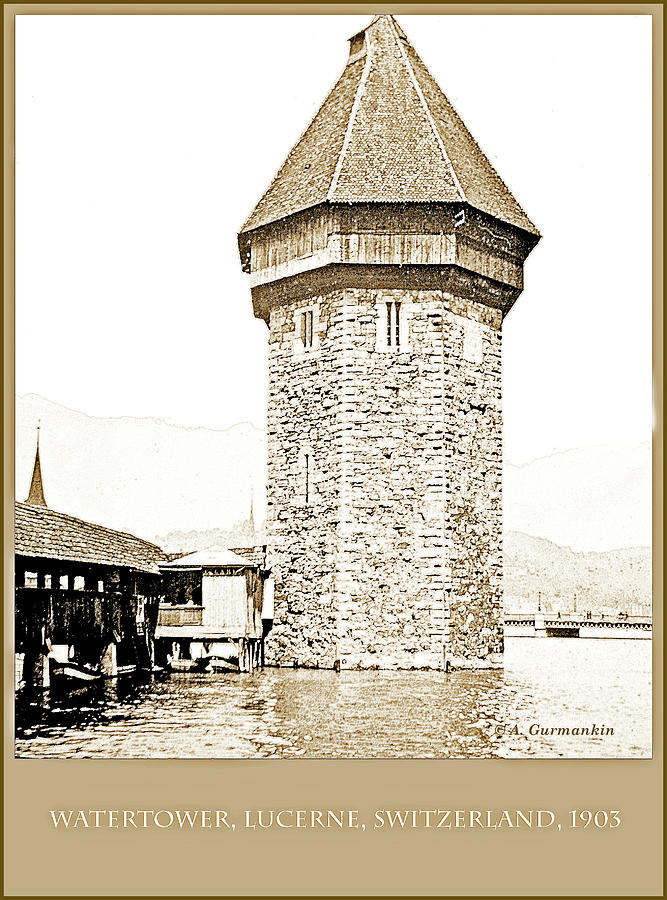 Water Tower, Lucerne, Switzerland, 1903, Vintage Photograph #2 Photograph by A Macarthur Gurmankin
