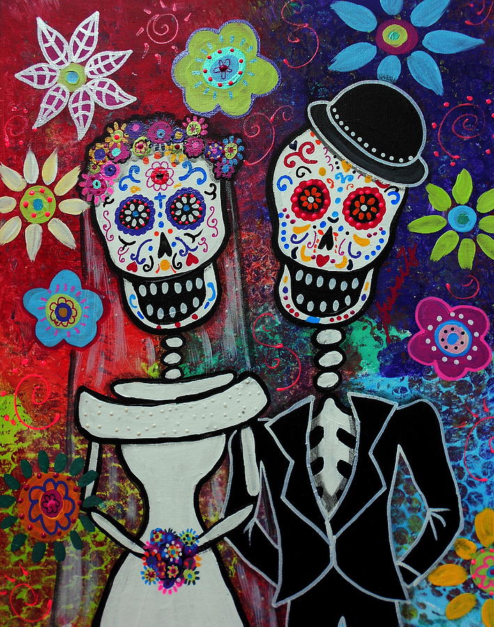 Skull Painting - Wedding Couple #2 by Pristine Cartera Turkus