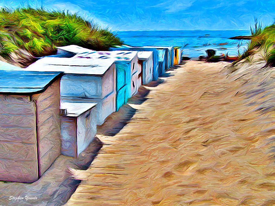 Weekapaug Beach Boxes #2 Digital Art by Stephen Younts