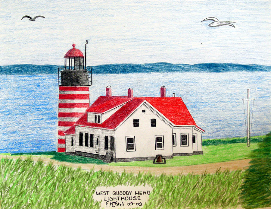 West Quoddy Head Lighthouse Drawing by Frederic Kohli - Pixels