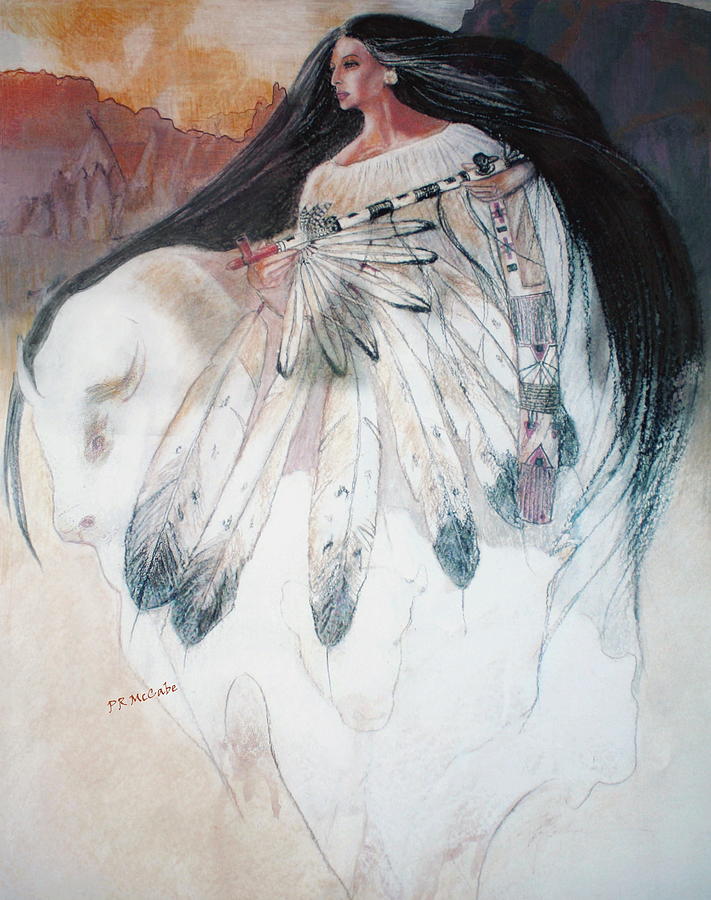 White Buffalo Calf Woman Pastel