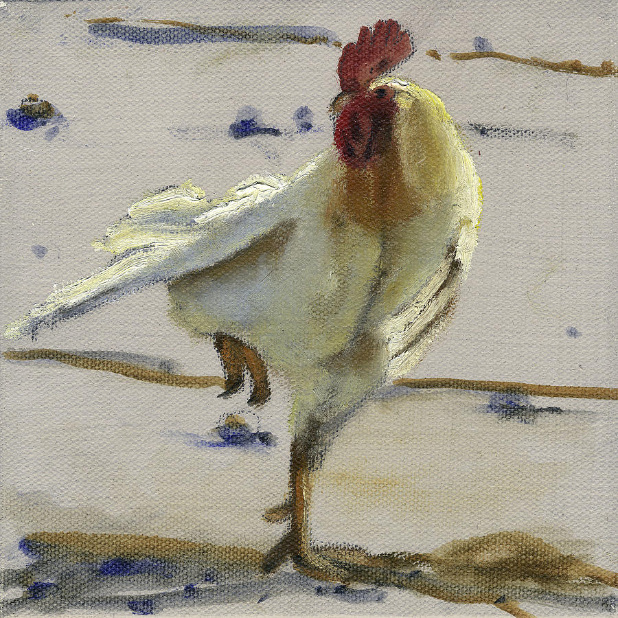 White Rooster #2 Painting by John Reynolds