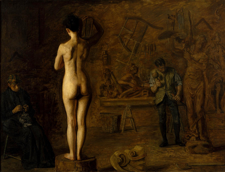 Nude Painting - William Rush Carving His Allegorical Figure of the Schuylkill River #2 by Thomas Eakins