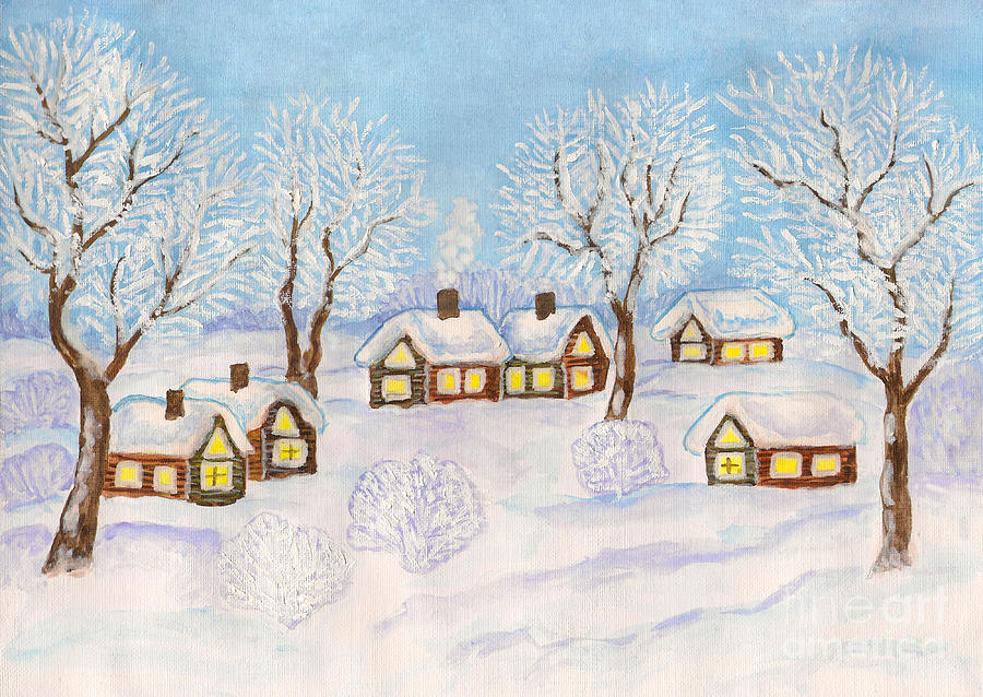 Winter landscape, painting #3 Painting by Irina Afonskaya