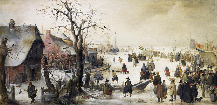 Winter Scene on a Canal #2 Painting by Hendrick Avercamp