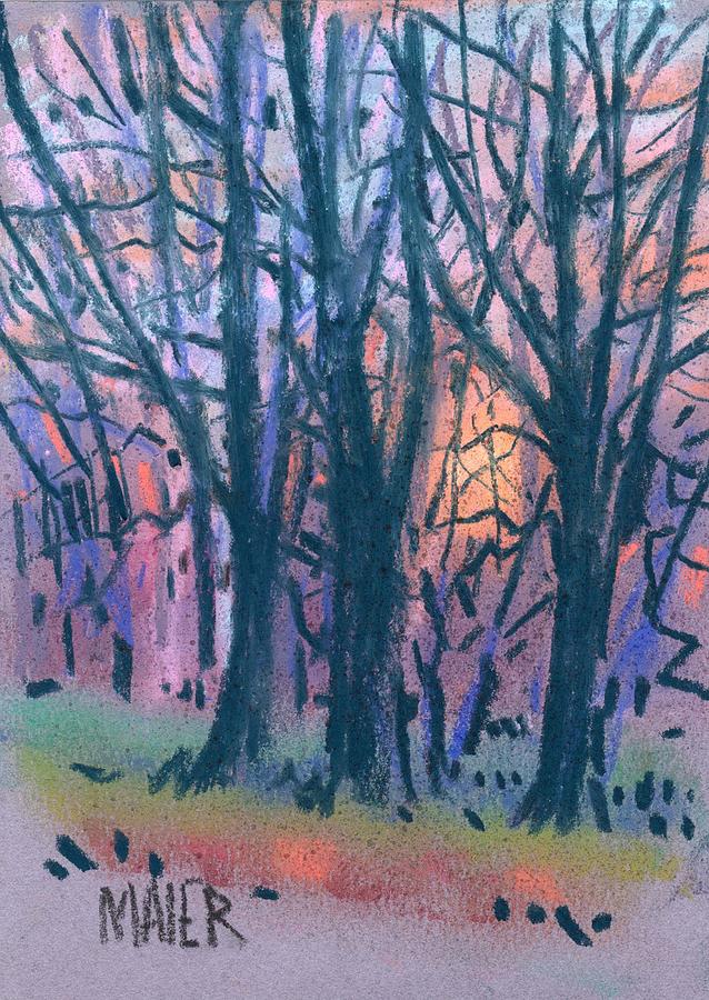 Winter Sunset #2 Drawing by Donald Maier