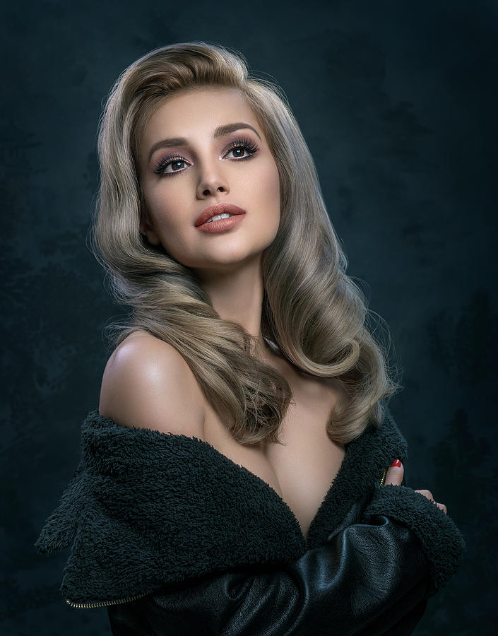 Woman In Big Curls Hollywood Glam Look Photograph By Erich Caparas