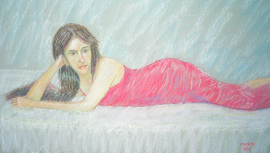 Woman In Red Dress #2 Pastel by Masami Iida