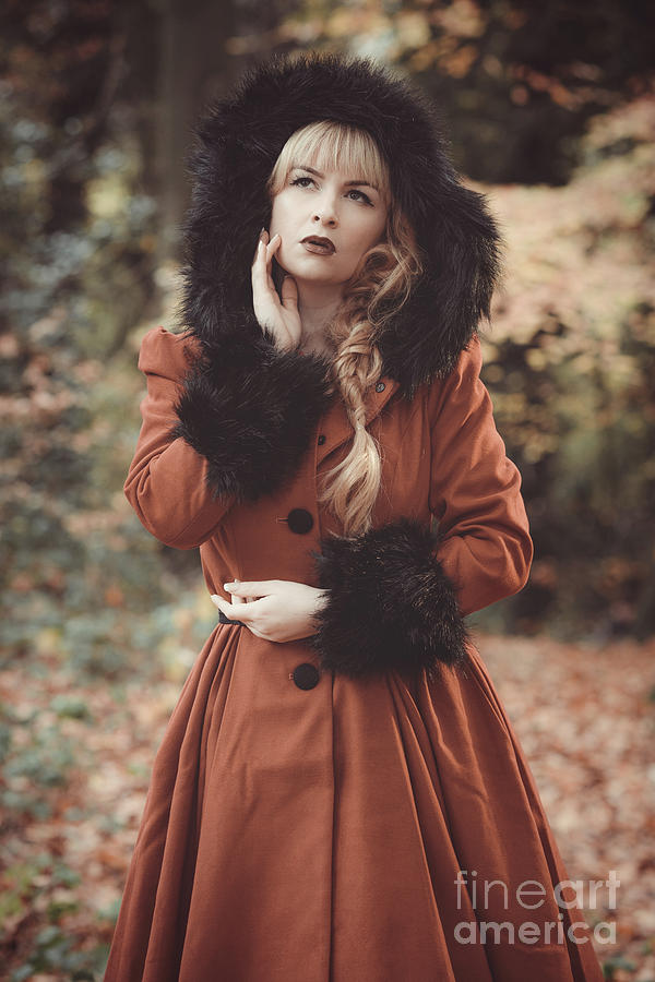 Fall Photograph - Woman In Vintage Coat #2 by Amanda Elwell