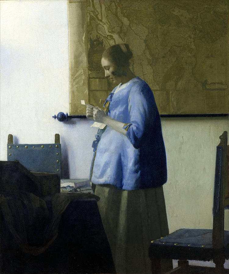 Woman Reading A Letter #2 Painting by Johannes Vermeer