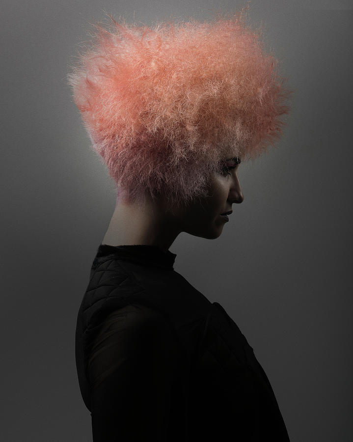 Woman With Pink Hair Color In Big Hair Perm Photograph By David Arnal