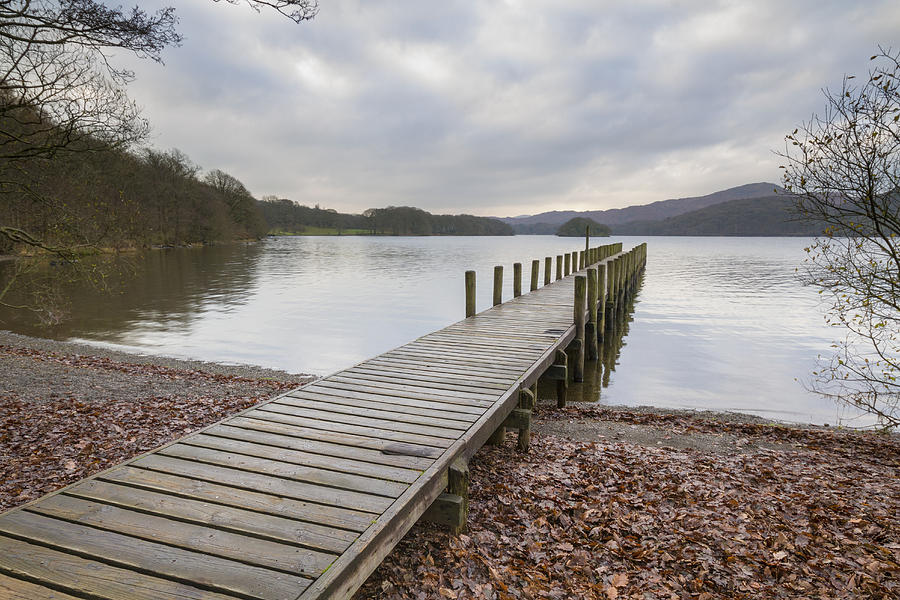 Wooden jetty  in the lake district #1 Photograph by Chris Smith