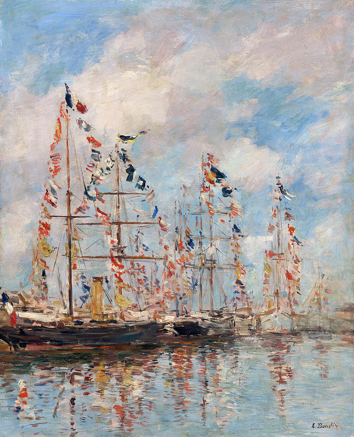 Yacht Basin at Trouville-Deauville #2 Painting by Eugene Boudin