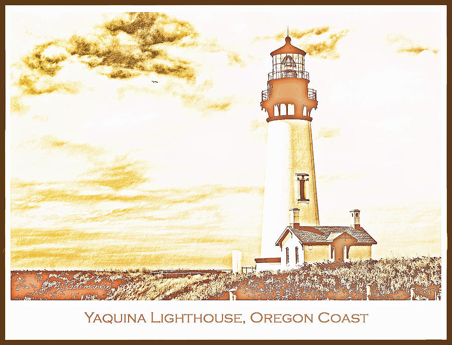 Yaquina Lighthouse, Oregon #2 Digital Art by A Macarthur Gurmankin