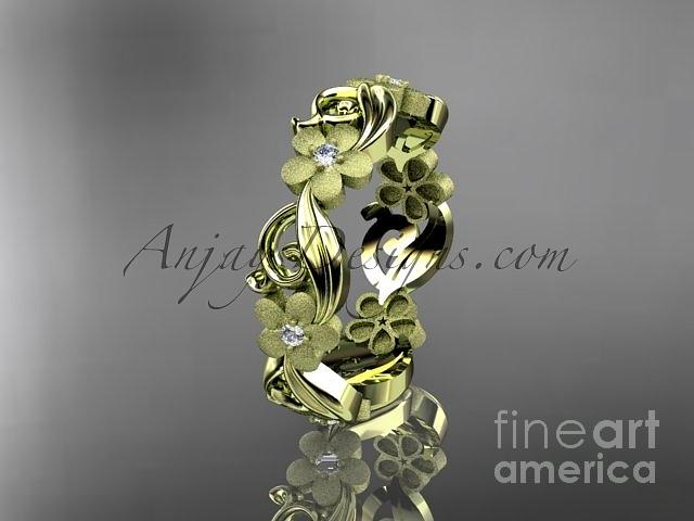 Leaf Engagement Ring Jewelry - yellow gold diamond flower wedding ring engagement ring wedding band ADLR191 #2 by AnjaysDesigns com