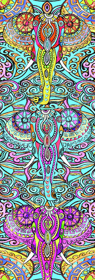 Yoga Mat Elephant Heads Painting